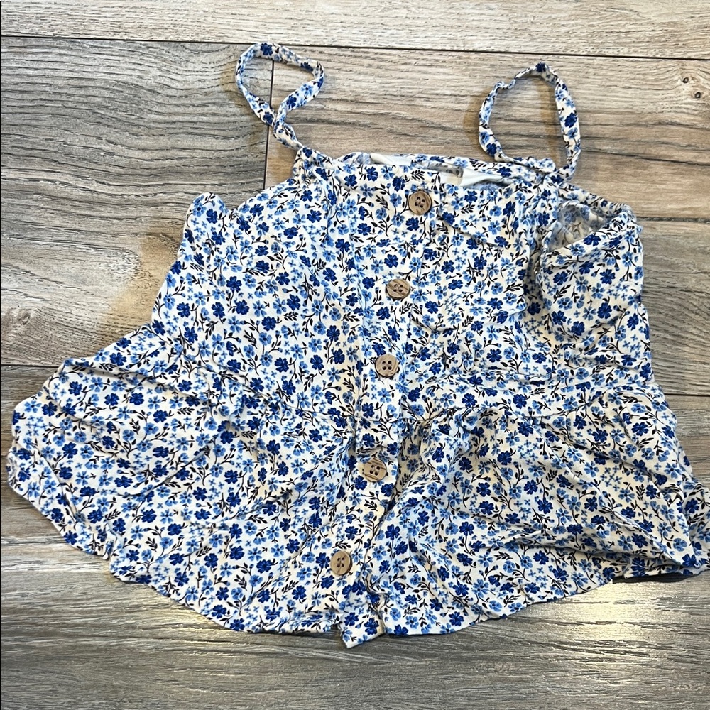 H&M Blue Floral Button-Up Tank Top